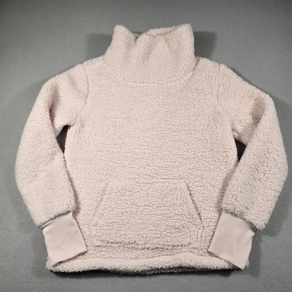 Daisy Fuentes Women's Faux Fur Sweatshirt Kangaroo Pockets Size Medium Pink
